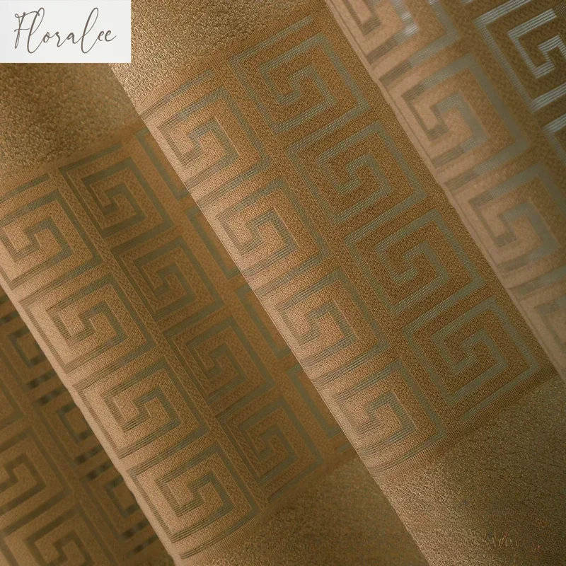 Coffee Tulle Curtains For Living Dining Room Bedroom Translucent Impervious To People Simple Blackout Semi-shade Custom Size