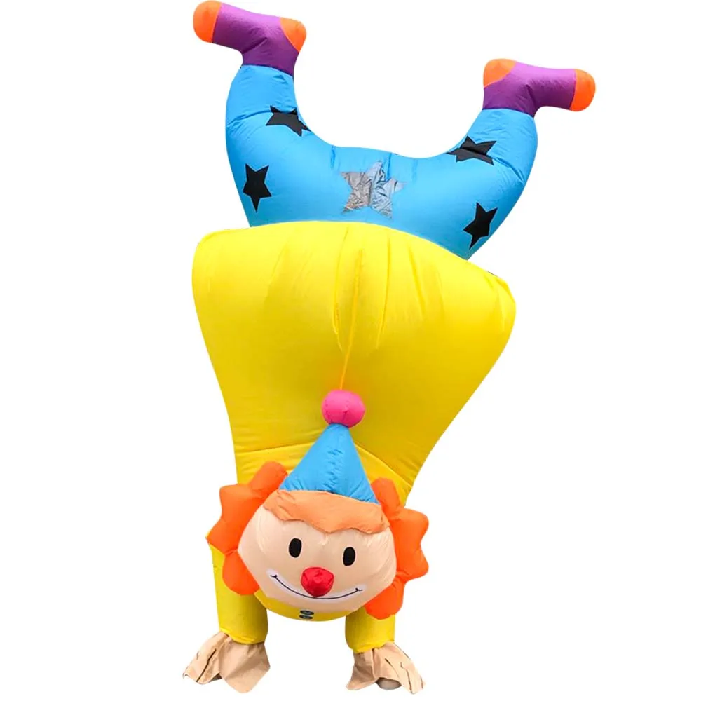 Nieuw opblaasbaar clownkostuum, grappig pak, mascotte Purim, Halloween en kerstfeest Cosplaykostuum voor volwassenen, met meerdere