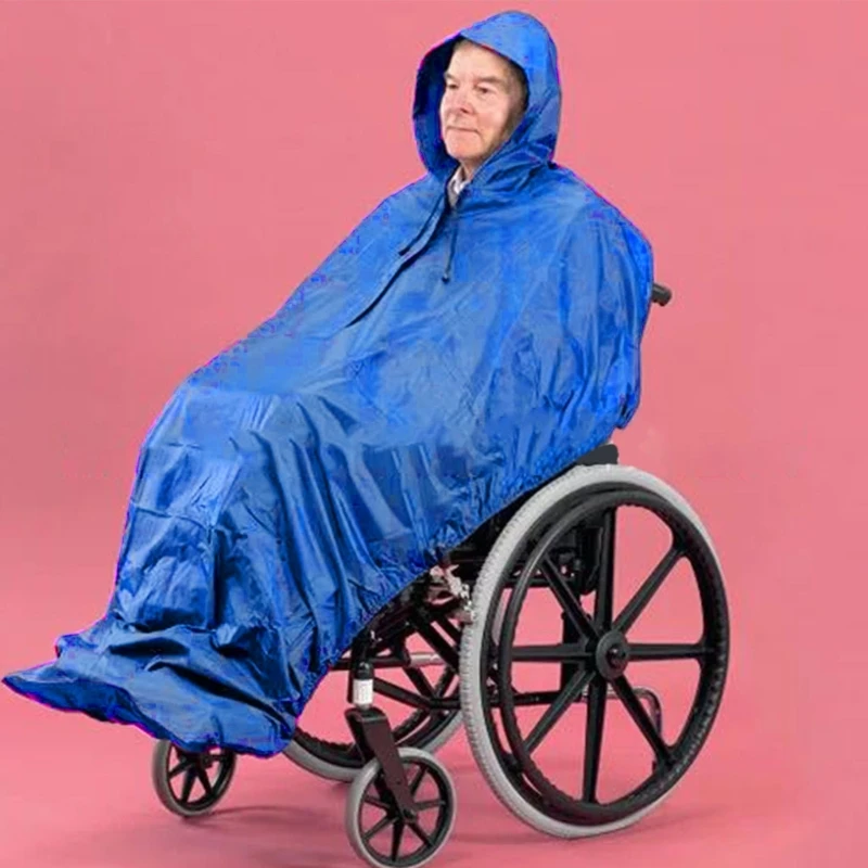 Reusable Reflective Strip Elderly Rainproof Hooded Cape Wheelchair Poncho Daily Necessities