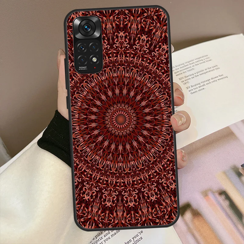 Mandala Floral Wood Case For Redmi 10 9T 9A 9C 9 Back Cover For Redmi Note 11 10 9 8 Pro Note 10S 8T 9S Coque