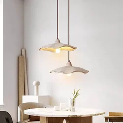 Lotus Leaf Silent Style Bar Counter Designer Cream Style Retro Homestay Micro Cement Chandelier for Restaurant
