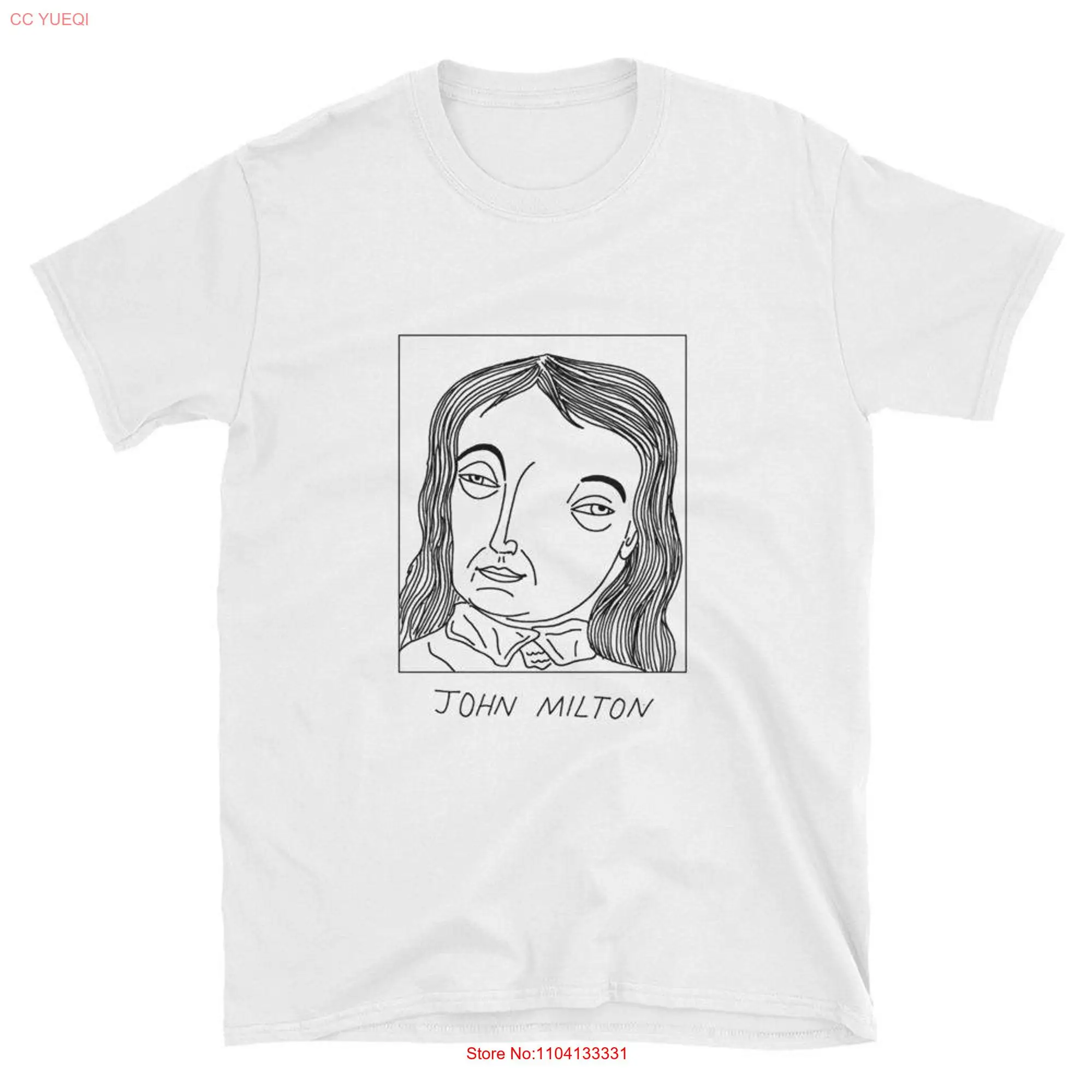 Badly Drawn Authors John Milton T Shirt FREE Worldwide Delivery long or short sleeves