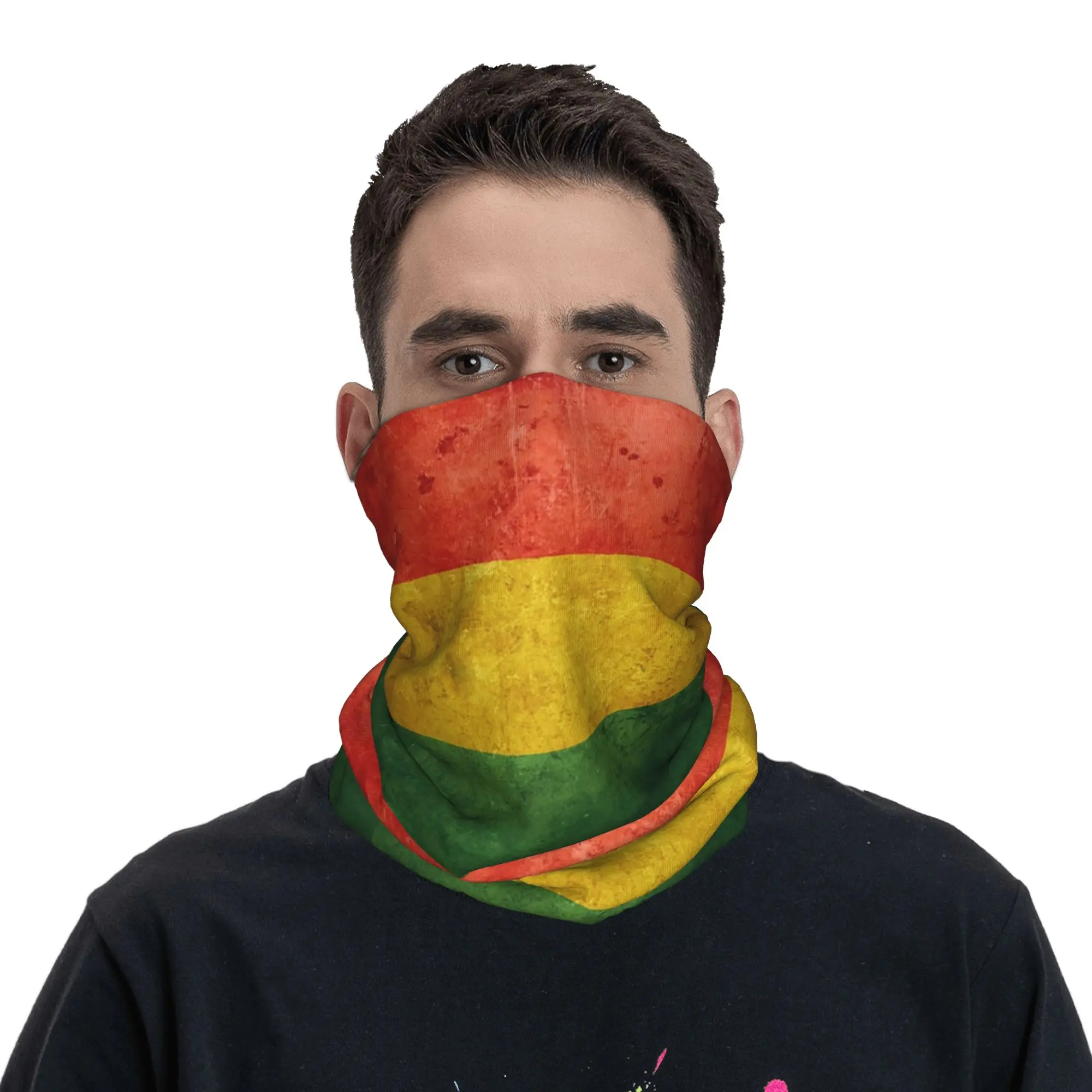 

Distressed Judah Rasta Flag Bandana Neck Cover Printed Mask Scarf Face Mask Riding for Men Women Adult Windproof