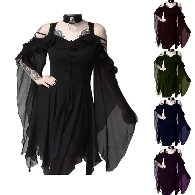 Cosplay Middeleeuwse Jurk Renaissance Retro Avondjurk Gothic Rave Party Halloween Carnaval Piraat Vampier Heks Horror Kostuum