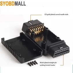 12V Port ELM327 OBD2 Connector Cover with Enclosure J1962m Plug with Enclosure 16pin Male Female Connector DIY Tool Two Open