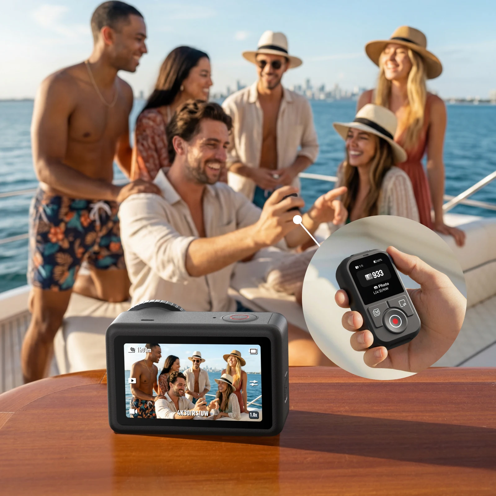 

60M BT Remote Control With Wrist Strap Small BT Remote Control Screen Display Bluetooth-Compatible RCs For Action 4 5 6