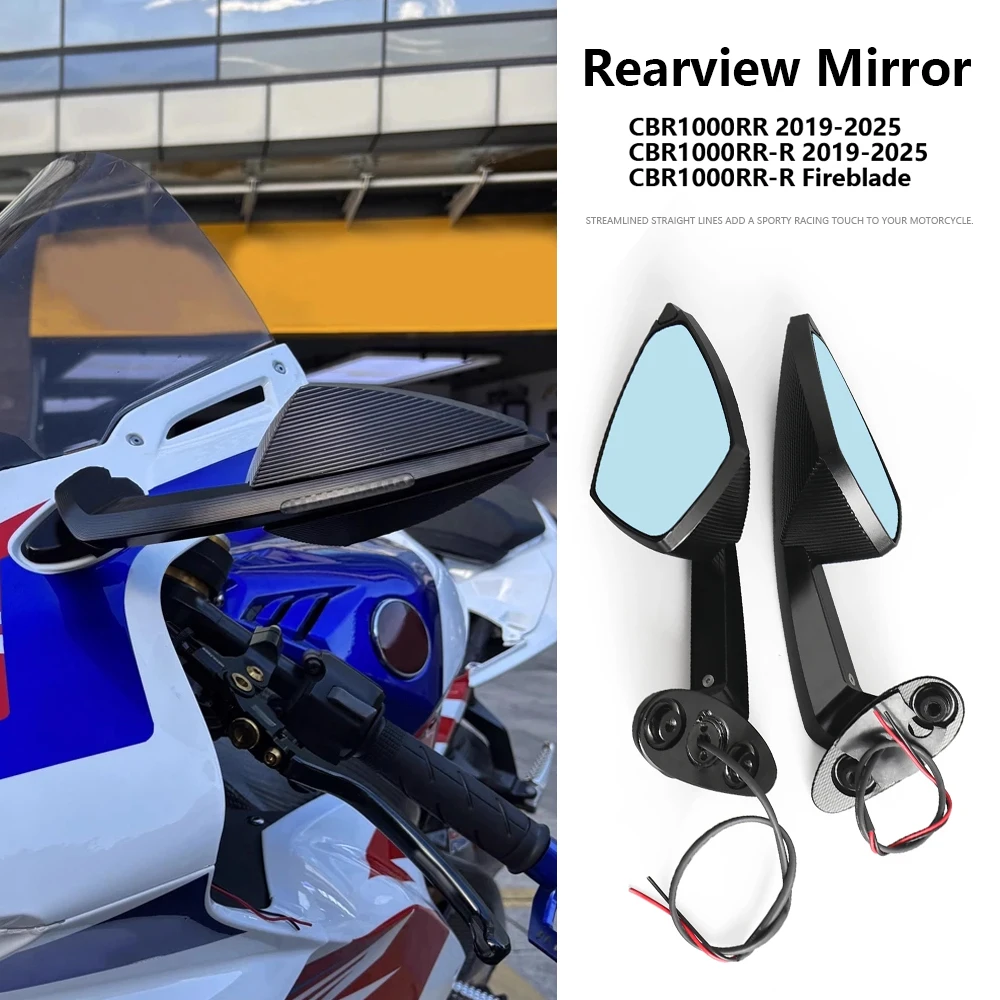

2024 New Motorcycle Rearview LED Turn Signal Side Mirrors Black For Honda CBR1000RR CBR1000RR-R Fireblade CBR1000RR-R 2019-2025
