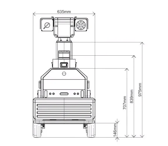 Autonoom rijdende onbemande patrouillecamera voertuig met draadgestuurd chassis UGV onderwijsonderzoek en ontwikkeling ROS