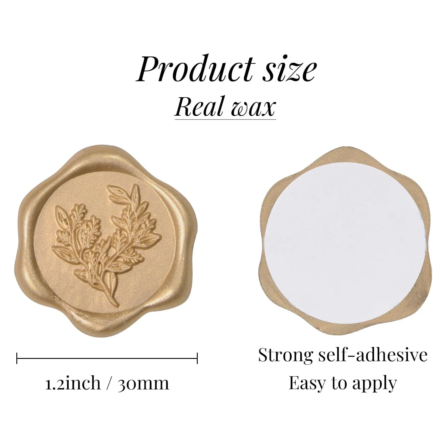 30 Eucalyptus Leafs Wax Seal Stickers Self-Adhesive Wedding Invitation Envelope Seal Gold Stickers For Decorating Wedding Invita