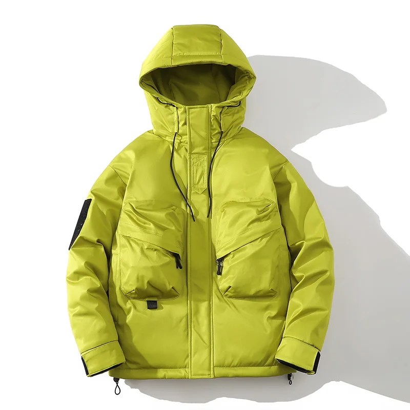 Parka da uomo con cappuccio invernale alla moda da esterno addensato caldo abbigliamento da trekking maschile cappotti da strada quotidiani di alta qualità per uomo casual