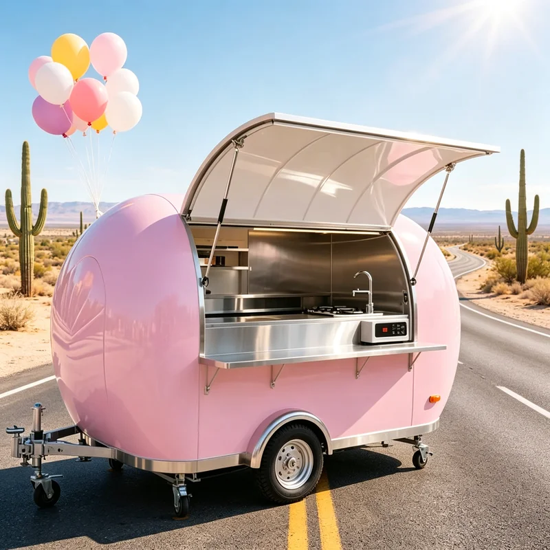 Custom Round Square Food Trailer Customized Mobile Food Truck Street Vending Cart For Sale