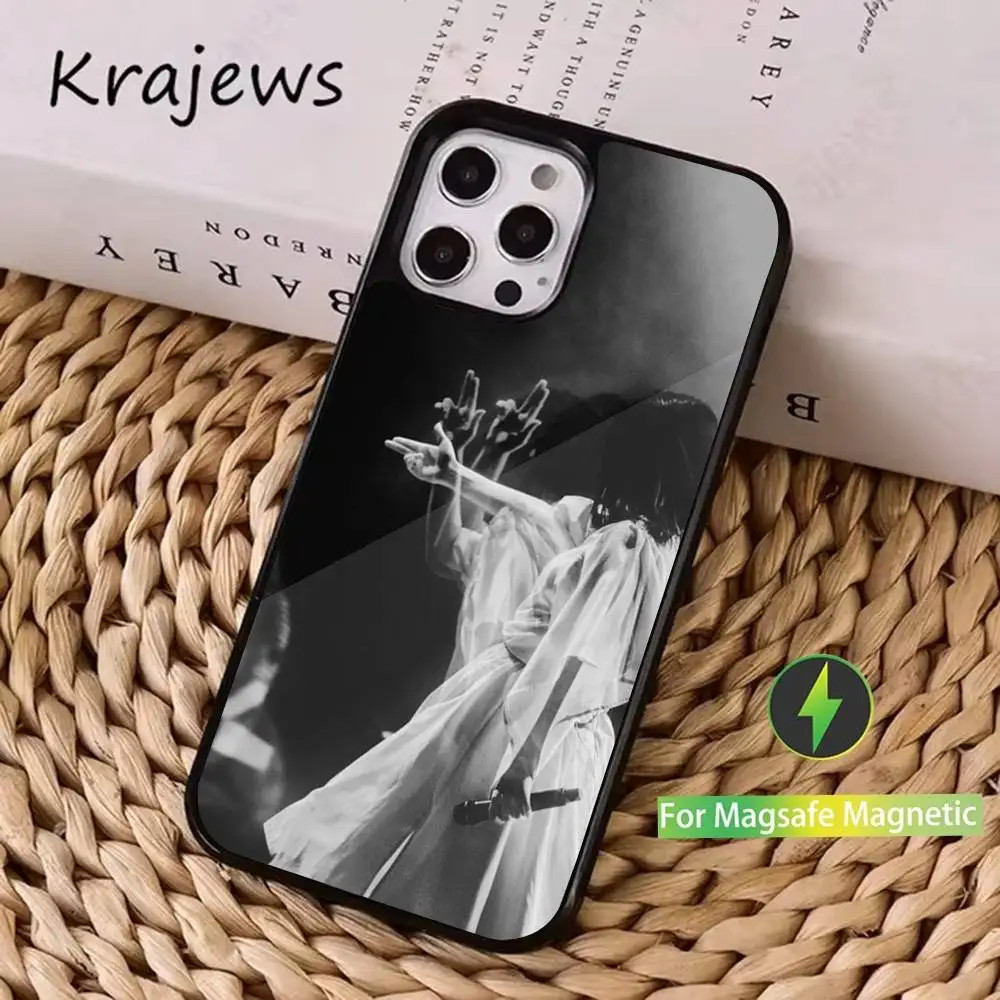 Funda de teléfono M-Mitskis Singer para iPhone 16,15,14,13,12,11,Pro,Max,Plus,Mini, Magsafe, funda de carga inalámbrica magnética