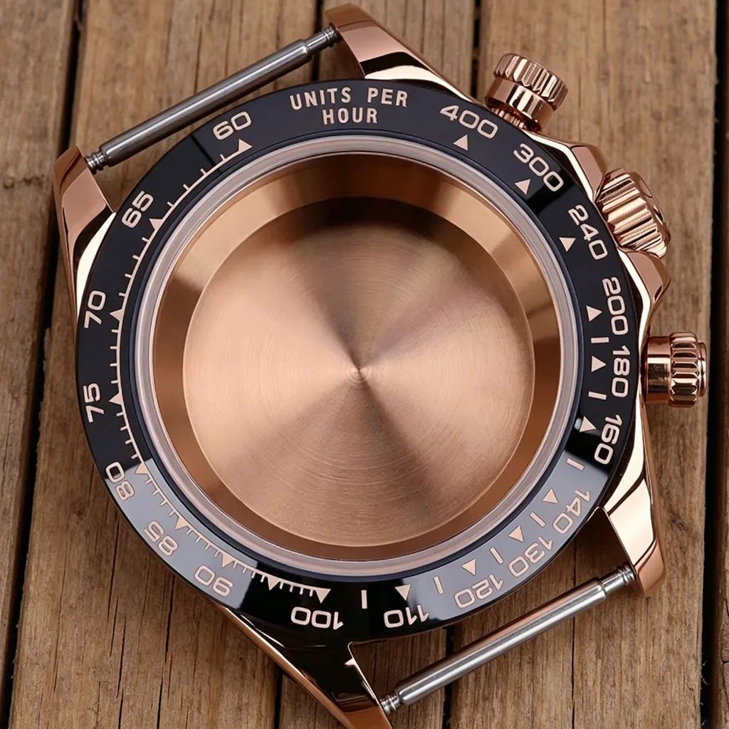

39MM VK63 Women's Rose Gold Watch Case Sapphire Glass For Seiko VK63 Movt Fashion 316L Steel Waterproof High Quality Accessories