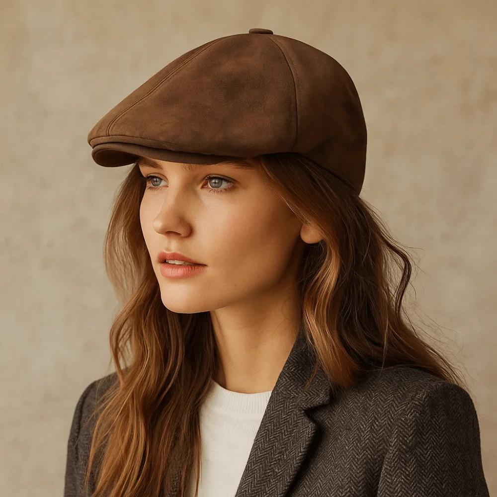 Trendy Retro Forward Hat Imitation Suede Classic British Hat Adjustable Newsboy Cap Unisex