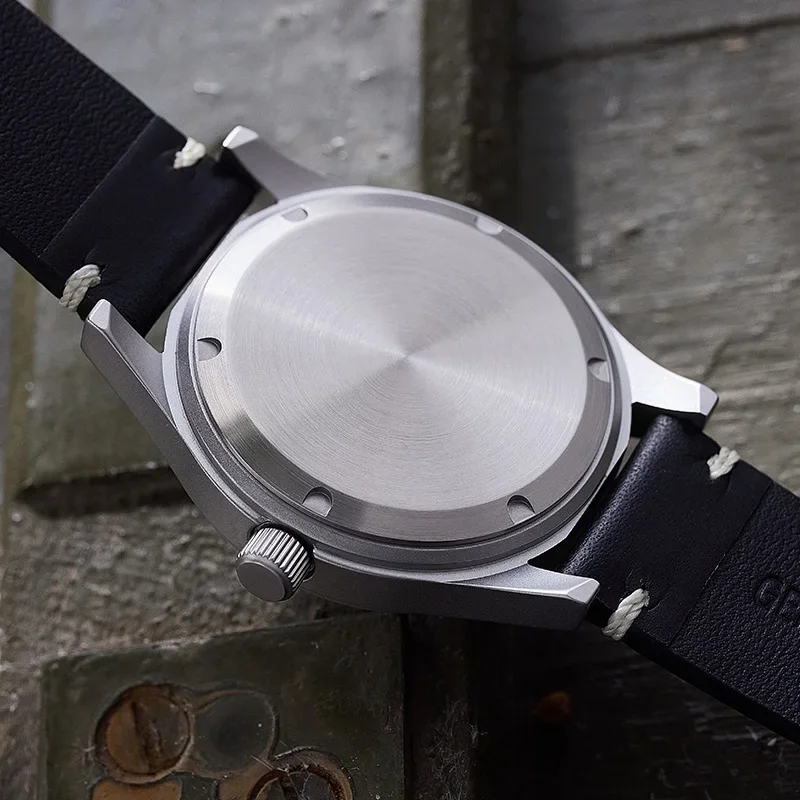 Milifortic 36mm W10 Military Wristwatches NH38 Movement Automatic Mechanical Sterile Dial Leather 100M Waterproof Watches