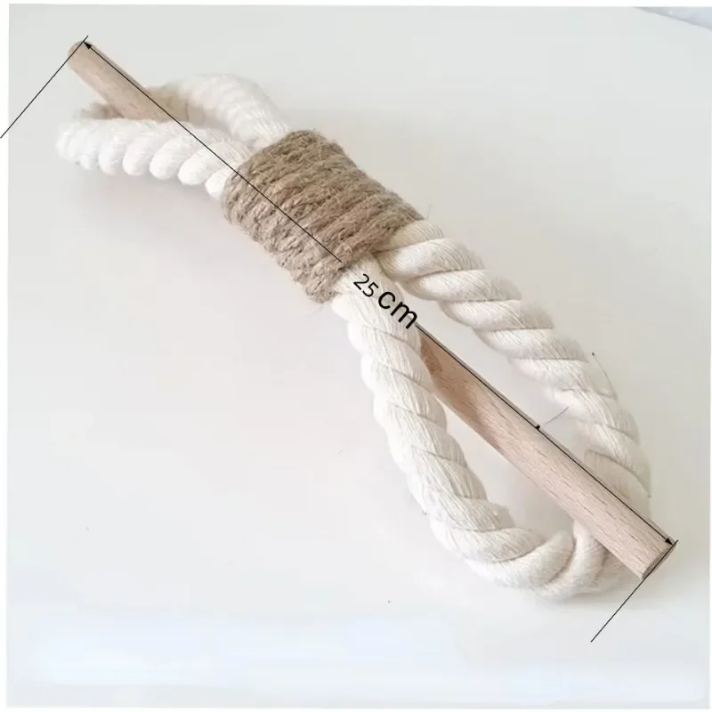 Nordic Solid Wood Stick Hemp Rope Simple Curtain Bind Rope Room Decor Curtain Buckle Rings for Curtains in The Bathroom