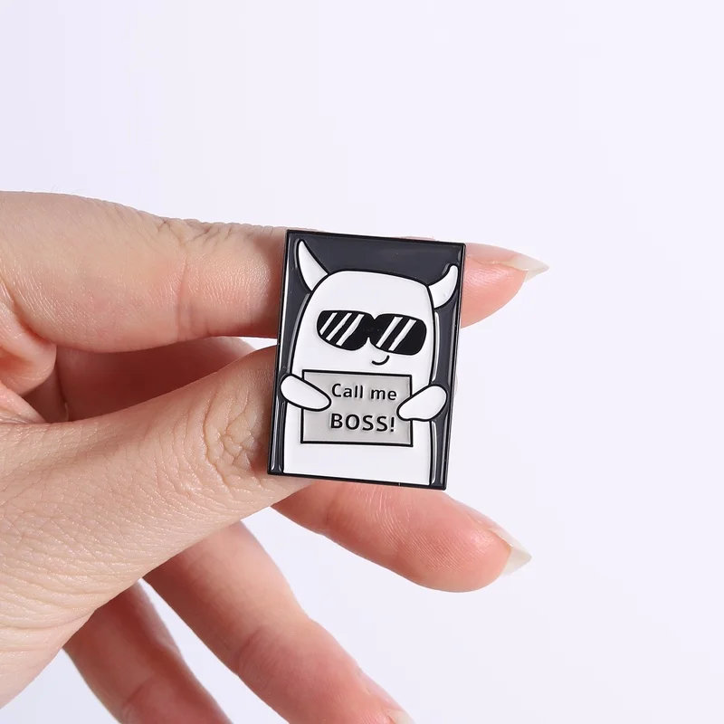 Call Me BOSS Enamel Pins Funny Monster Domineering Quotes Brooches Cool Boss Lapel Badges Gift For Friends