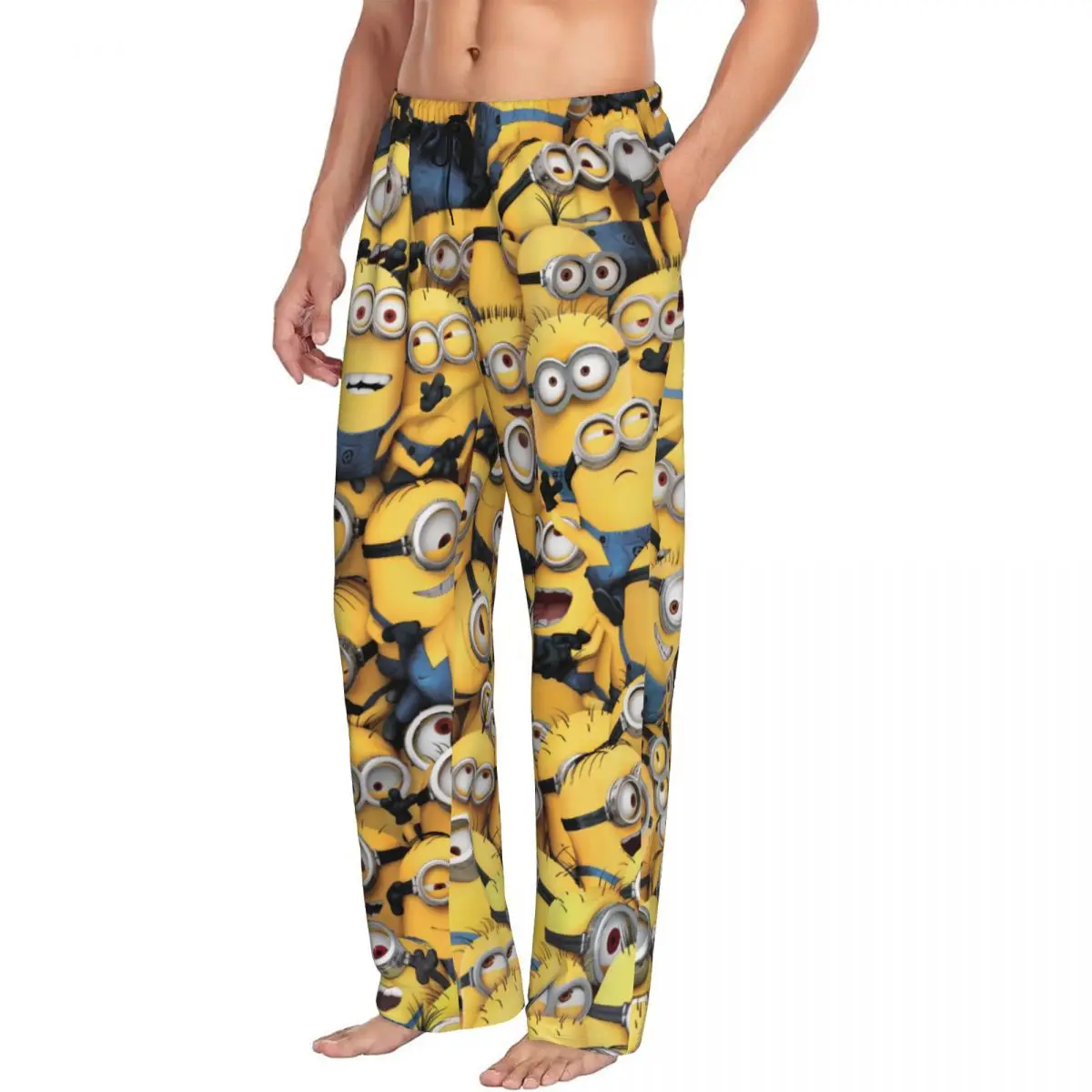 Custom Animated Comedy Movies Minions pantaloni del pigiama per uomo Lounge Sleep Stretch Sleepwear Bottoms con tasche