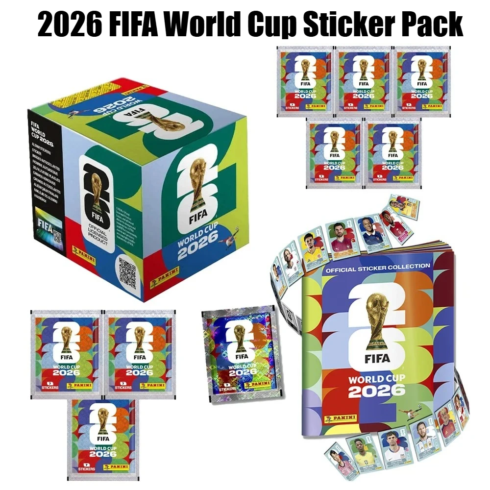 50 paquets d'autocollants Panini Coupe du Monde FIFA 2026, paquet de cartes Panini, cartes de football Panini, collection de souvenirs de football, cartes de football