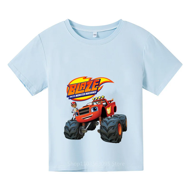 Trendy 2024 Summer Off-Road Car Cartoon Print T-shirt for Boys & Girls, Outdoor Cotton Casual Short Sleeve Tops for Fun Days