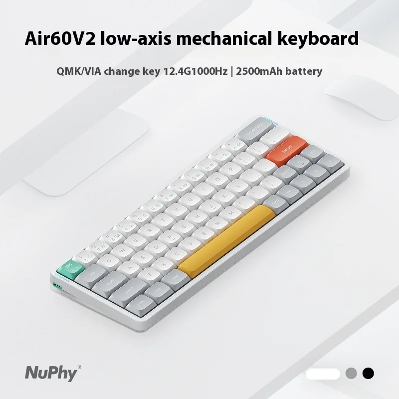 NuPhy Air60 V2 ワイヤレス ドワーフ スイッチ メカニカルキーボード 3モード 長時間バッテリー持続 低遅延 カスタマイズ可能 オフィス/ゲーミングキーボード