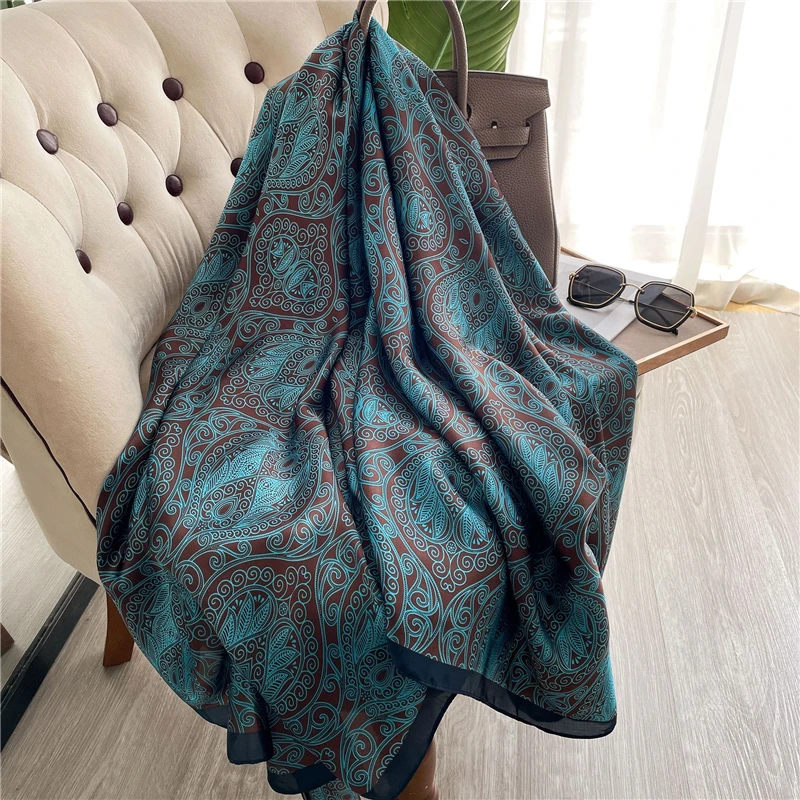 Luxury brand hijab summer women scarves soft long print silk scarves lady shawl and wrap 2022 pashmina bandana beach stoles