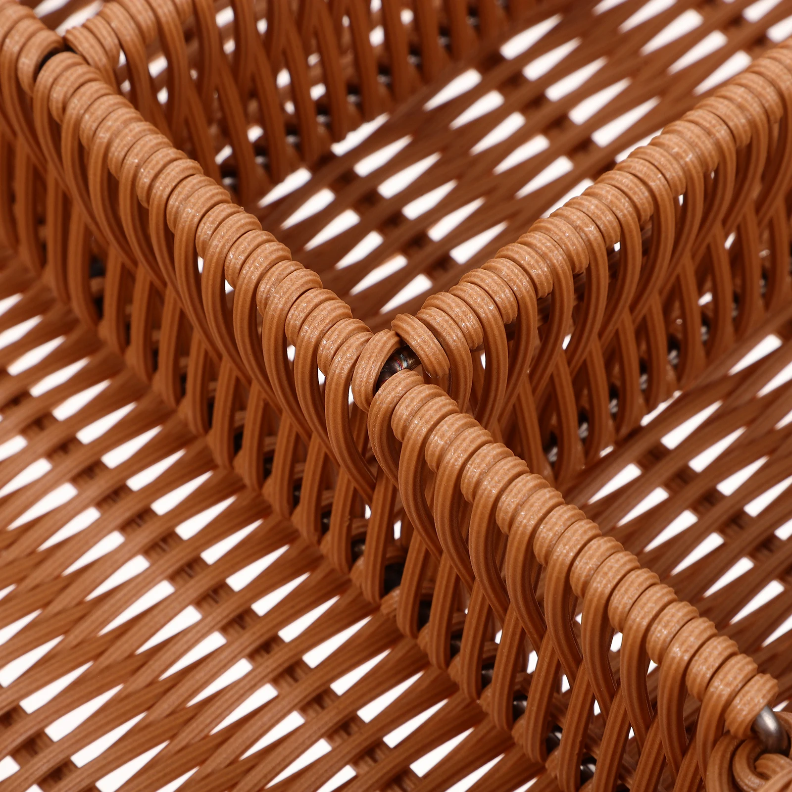 

Cutlery Storage Basket Imitation Woven Mesh 4 Compartments Kitchen Fork Spoon Organizer Rattan Style Tray Washable