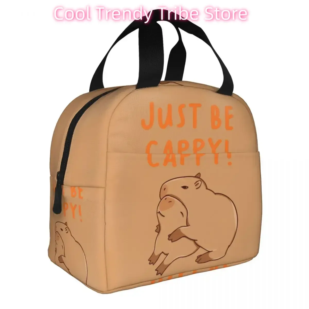 Custom Just Be Cappy And Hug A Capybara Thermal Insulated Lunch Bags Women Portable Lunch Container Travel Storage Food Box