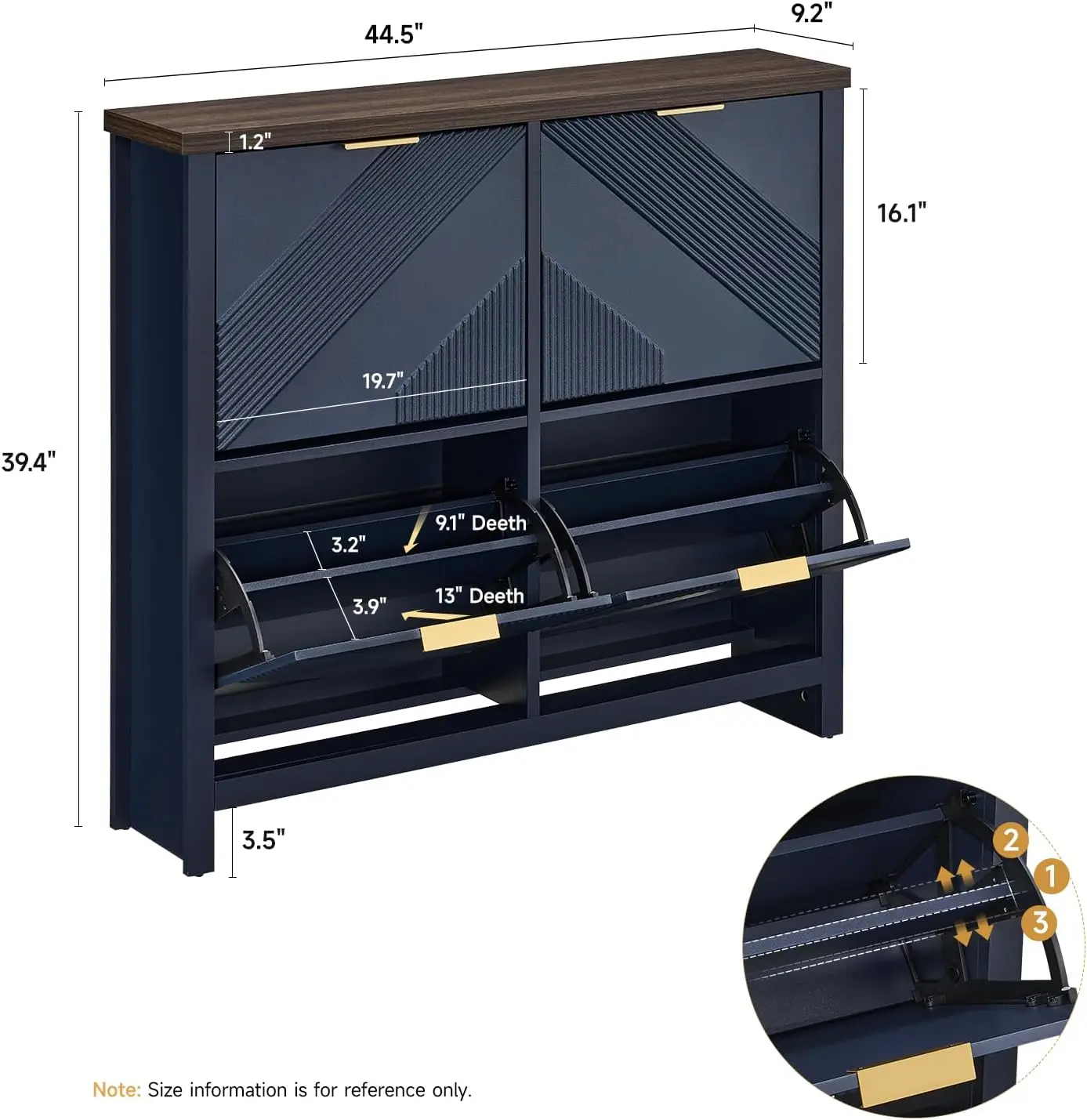 Shoe Cabinet Storage Organizer, Slim Freestanding Footwear Cupboard With Four Flip Drawers For Entryway Hallway Living Room, Modern Geometric Style, 1 Piece
