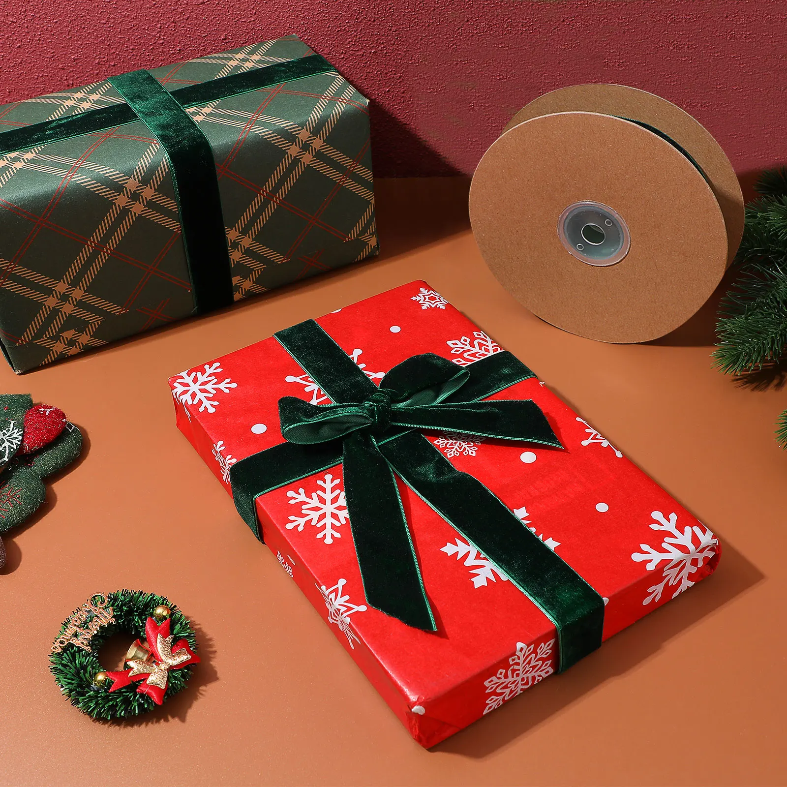 

2.5cm Flocking Ribbon Dark Green Durable for Gift Wrapping Party Decor DIY Clothing Headwear Necklace Collar Flocking Ribbon