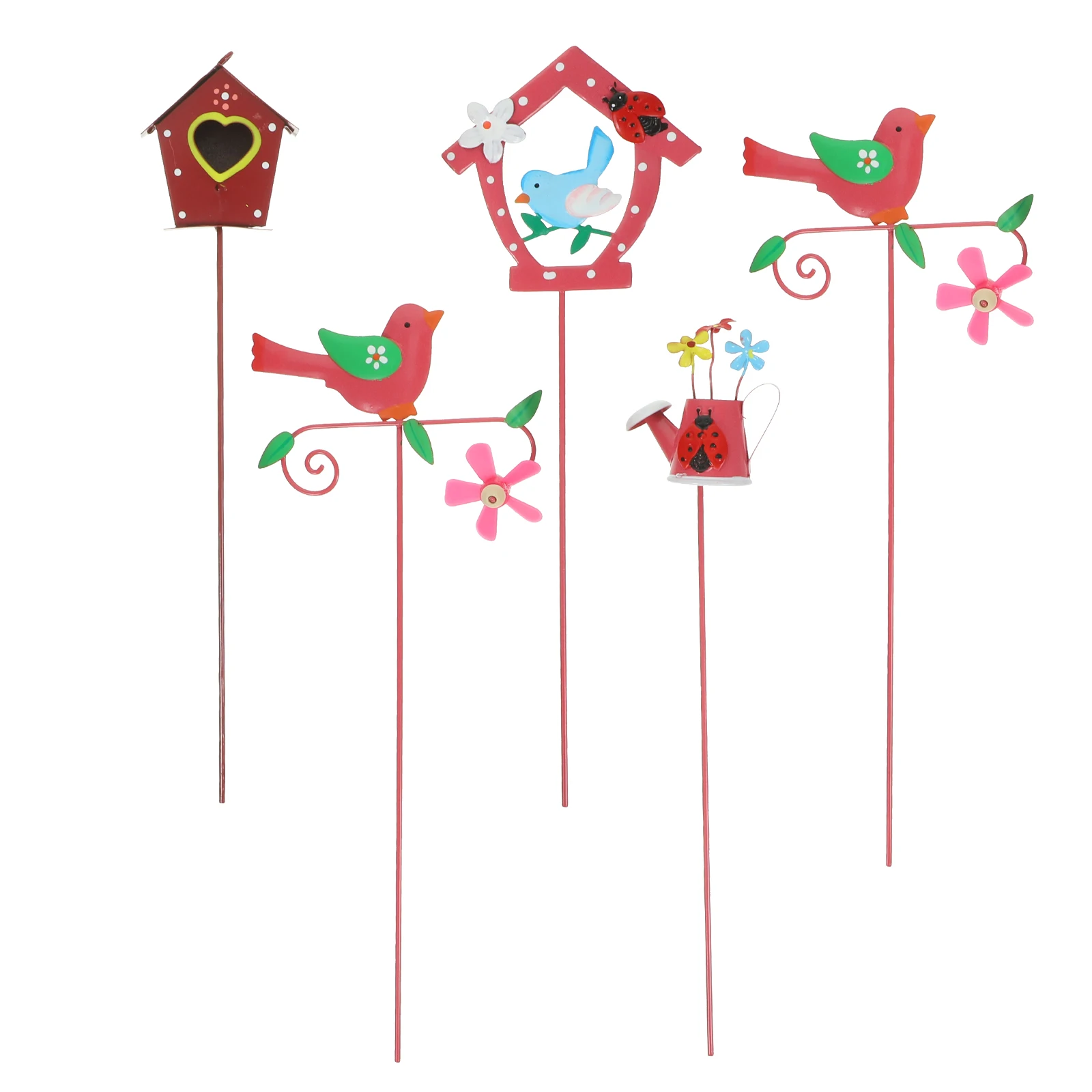 

5 Pcs Garden Decoration Accessories Decorations Premade Jeweled Stakes Lawn Gnome Iron Cute Picks Outdoor