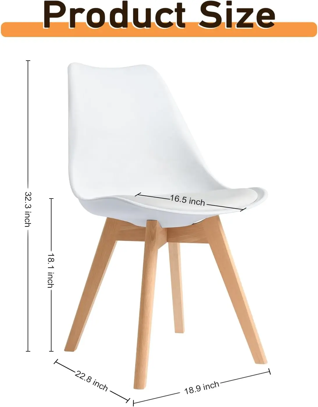Formwell-Nordic Style Chairs 4pcs Set, Upholstered Side Chairs, Beech Wood Legs, Plastic Shell Chair for Dinning Room