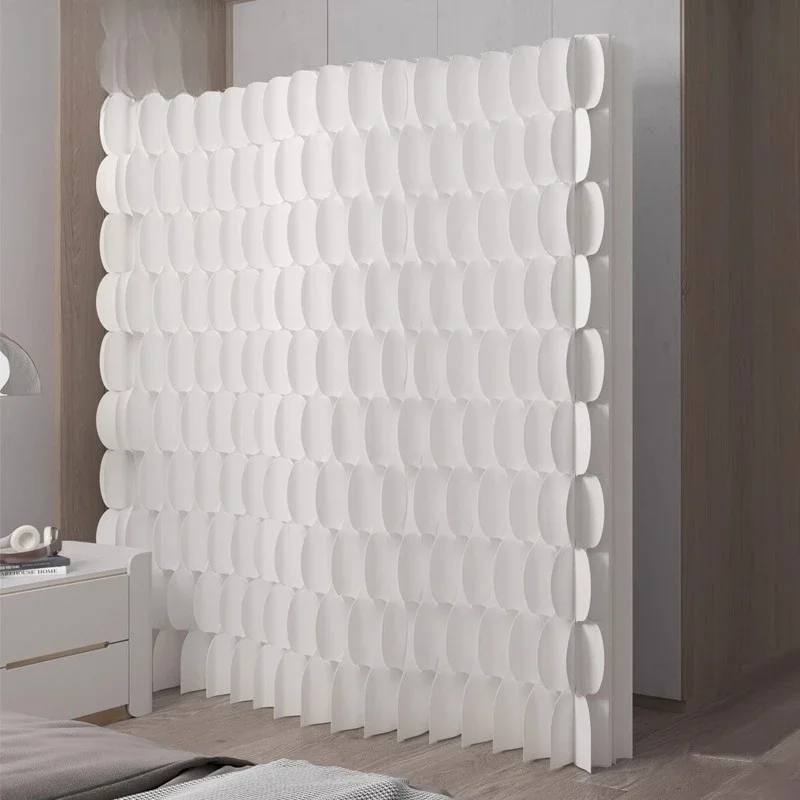 Living room soft screen partition office push-pull mobile fence exhibition fish scale paper wall home false wall baffle
