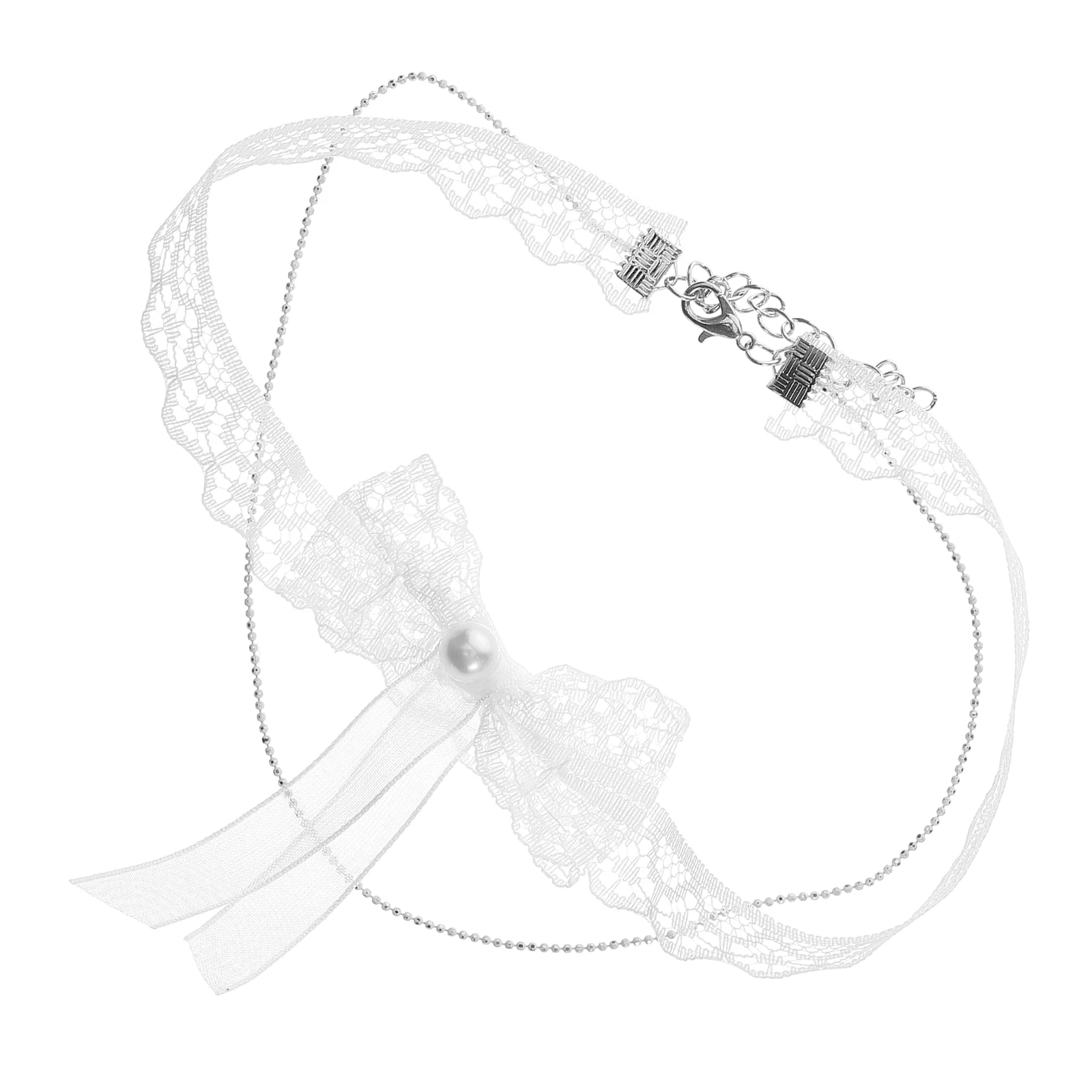 

Lace Bowknot Necklace For Women Ribbon Choker Collarbone Chain Fashionable Bow Lace Choker Durable Cord Necklace For Daily