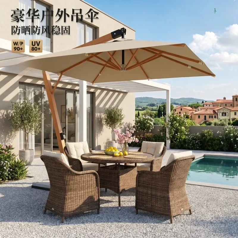 Parasols, large Roman umbrellas, umbrella hotels, B&Bs, wind-resistant new parasols outdoors