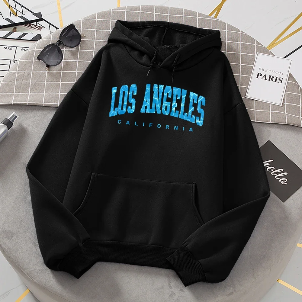 Fashion Hoodies Los Angeles California Sea Surface Ripple Design Women Hoodie Novelty Fashion Hooded Casual Clothes Streetwear