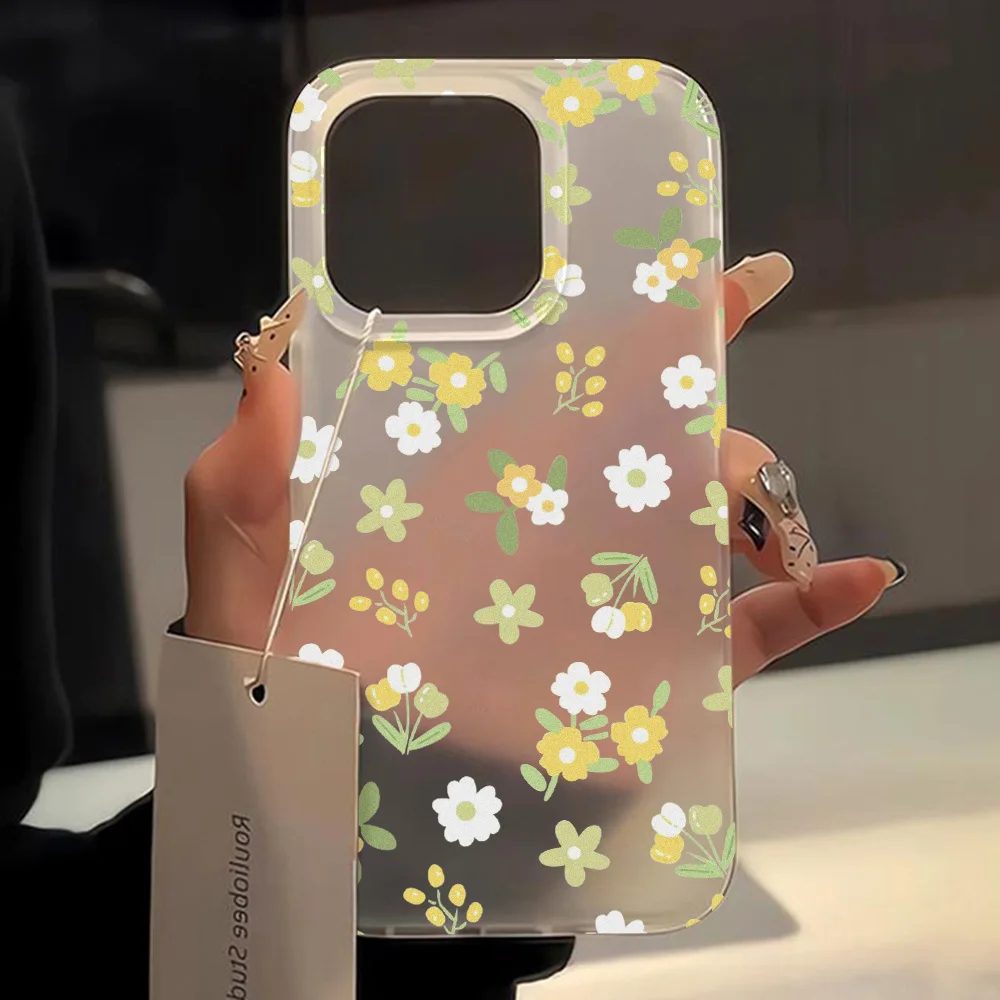 Cartoon Painted Case For iPhone 13 Case iPhone 16 15 Pro Max 14 Plus 11 12 13 Mini 14Pro Max Aesthetics Flowers Soft Cover Funda