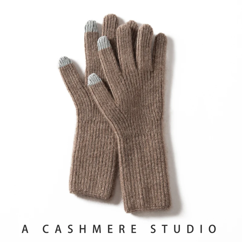 MERRILAMB Herbst Winter Handschuhe Frauen Hohe Qualität Kaschmir Stricken Weiche Warme Touchscreen Fäustlinge Stretch Solide Volle Finger Guantes – Detail 18