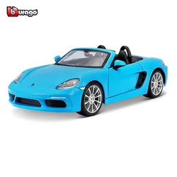 Bburago 1:24 Scale Porsche 718 Boxster Royal blue alloy racing car Alloy Luxury Vehicle Diecast Cars Model Toy Collection Gift