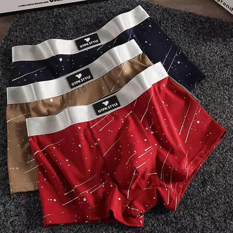 

Men's Printed Cotton Underwear Boxer Shorts Comfortable Breathable Quick Dry Men Underpant Sexy Boys Thin Flat Corner Panties