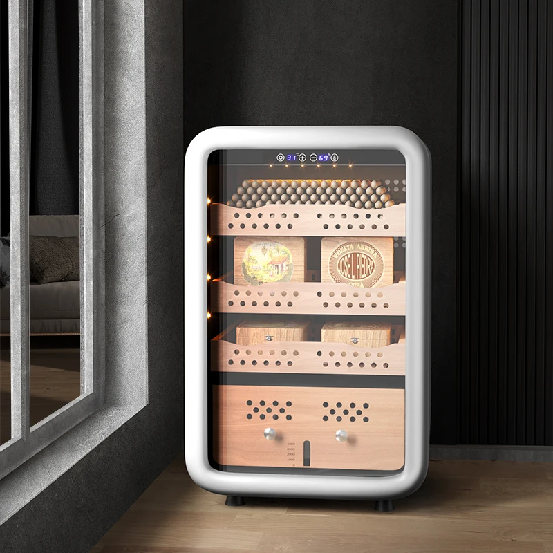 Modern Small Cigar Humidor Cabinet Wifi Temperature Humidity Control Spanish Ceder Wood Cigar Humidor