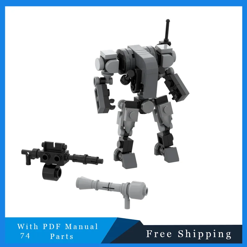 

74 шт. MOC серый боевой робот, индивидуальные строительные блоки, модель DIY, сборка, кирпичные игрушки, набор для мальчиков, детские рождественские подарки-сюрпризы