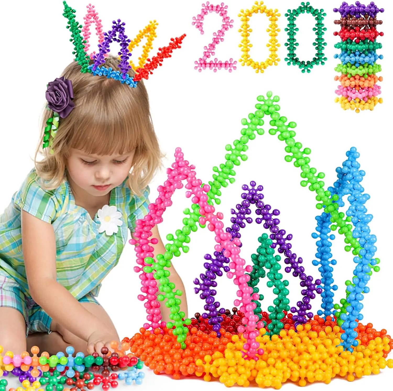 

200PCS Building Blocks Kids Educational Building Toys Interlocking Plastic Connect Block Manipulatives for Preschool Kids Aged 3