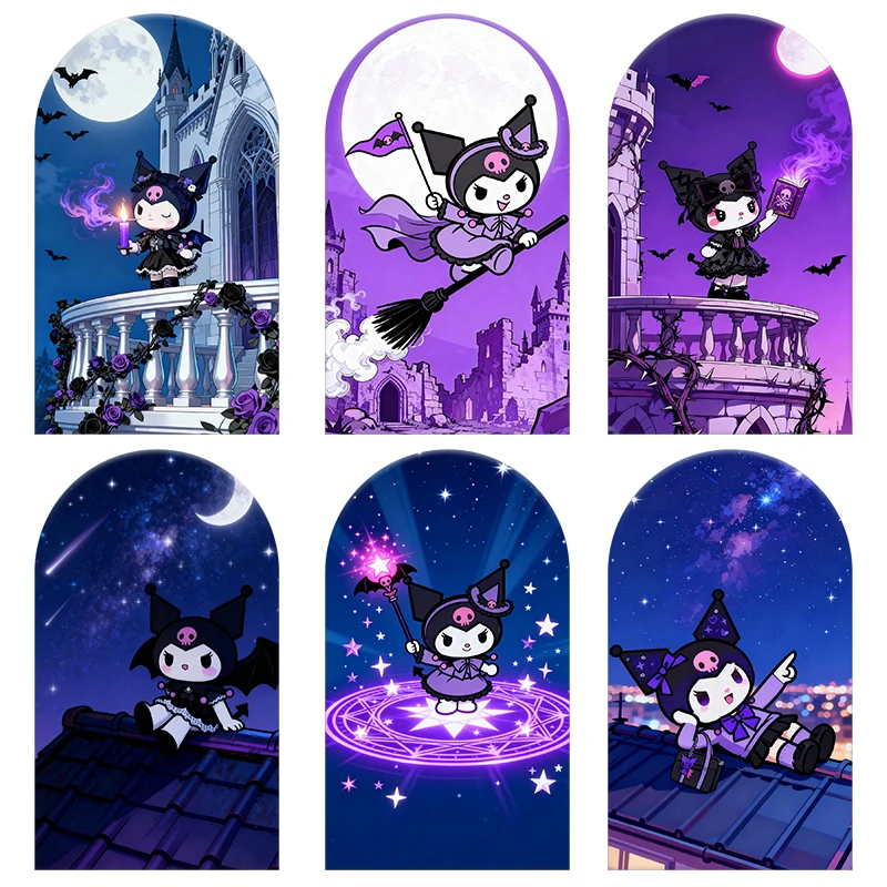 

Magic Kuromi Arch Backdrop Purple Cover Sanrio Child's Birthday Party Baby Shower Decoration Background Elastic Fabric Photo