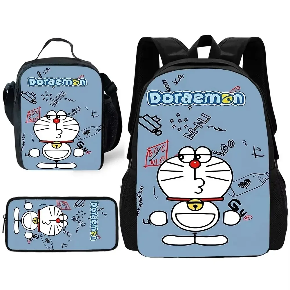 

Cute Cartoon D-doraemons Child School Backpack with Lunch Bags ,Pencil Bags ,School Bags for Boys Girls Best Gift