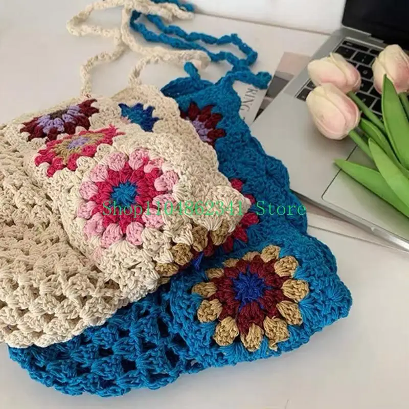 

652F Elastic Anti-uv Summer Hat Knitted Crochet Flower Hat for Women Men Breathable Hollow Out Hat Soft Hot Weather Supplies