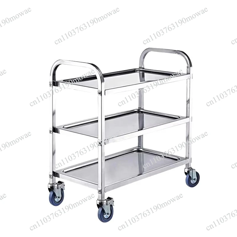 Stainless steel four-wheel service vehicle platform structure three-layer kitchen dining car