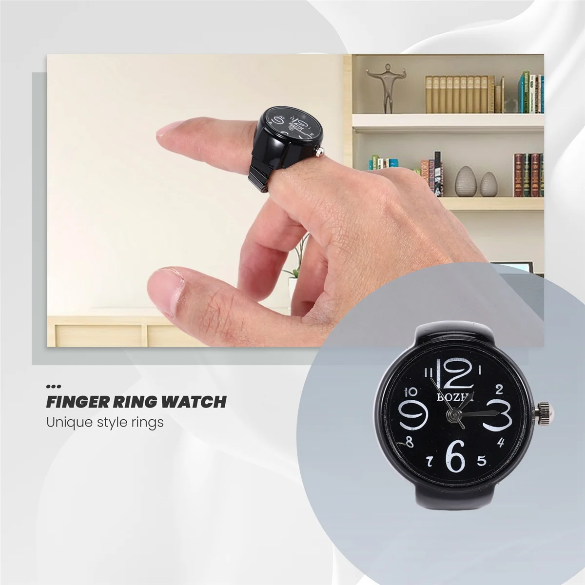 ABQR – montre de poche à Quartz pour hommes, chiffres arabes, avec anneau de doigt, 0.87 pouces, tendance