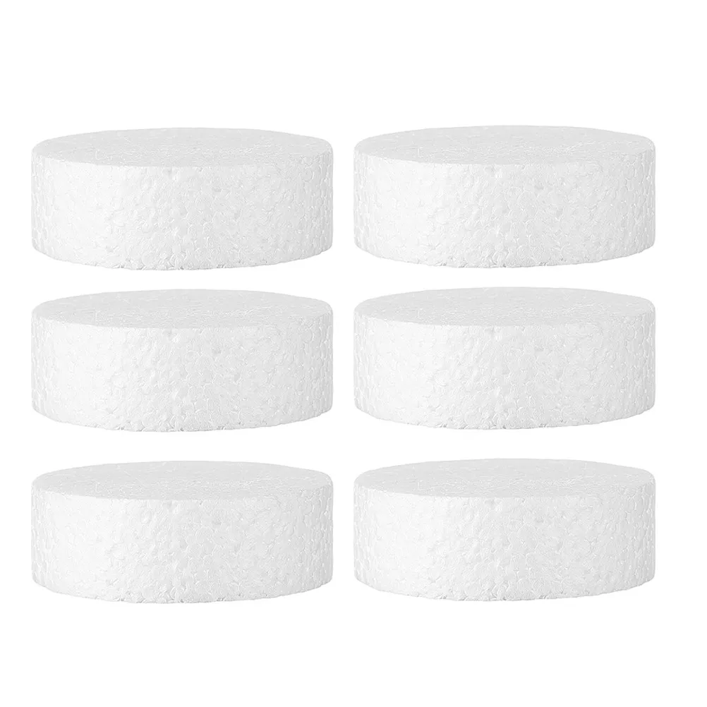 6Pcs Polystyrene Foam Circles Discs Cylinders Lightweight Versatile Craft Blanks for DIY Crafts Home Decor Holiday Setup