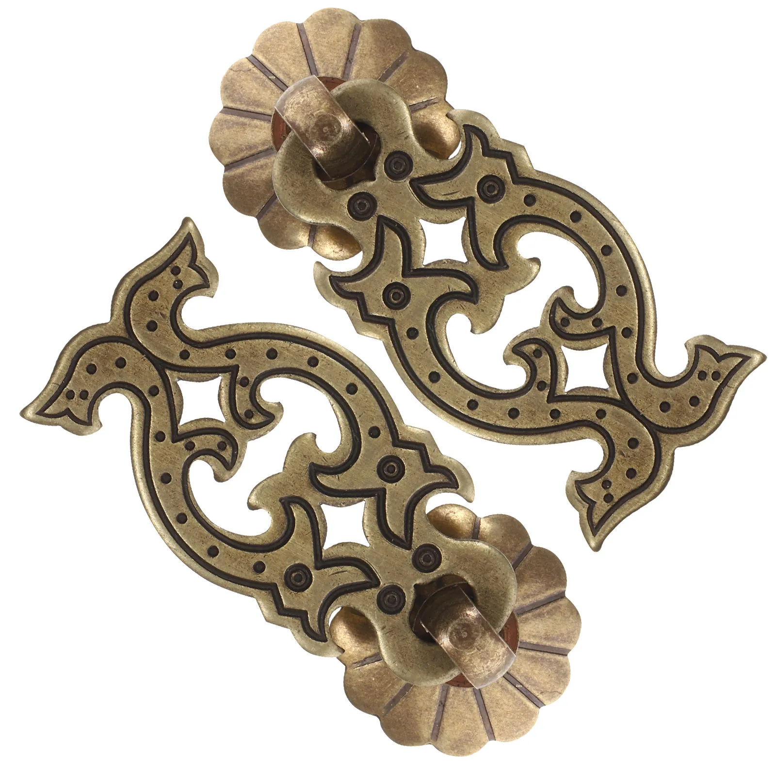 2Pcs Chinese Style Cabinet Pull Handle Copper Drawer Knob Decorative Door Handle for Wardrobe Cupboard Furniture